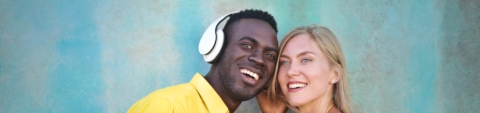 Couple listening to hypnosis audio