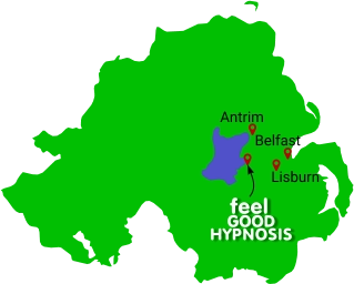 Northern Ireland Map with Antrim and Lisburn and Belfast marked