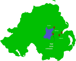 Northern Ireland Map showing Feel Good Hypnosis Location